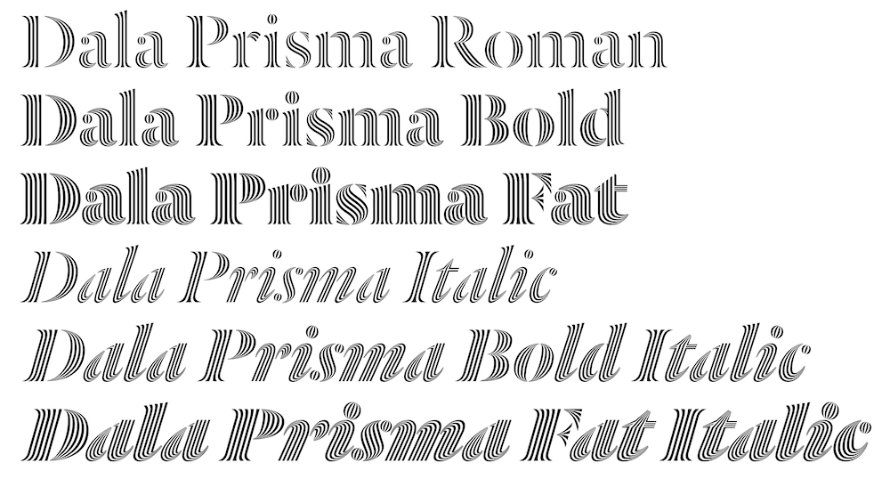 Example of Dala Prisma font in use