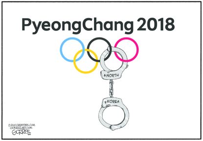 Political cartoon World Olympics 2018 North South Korea