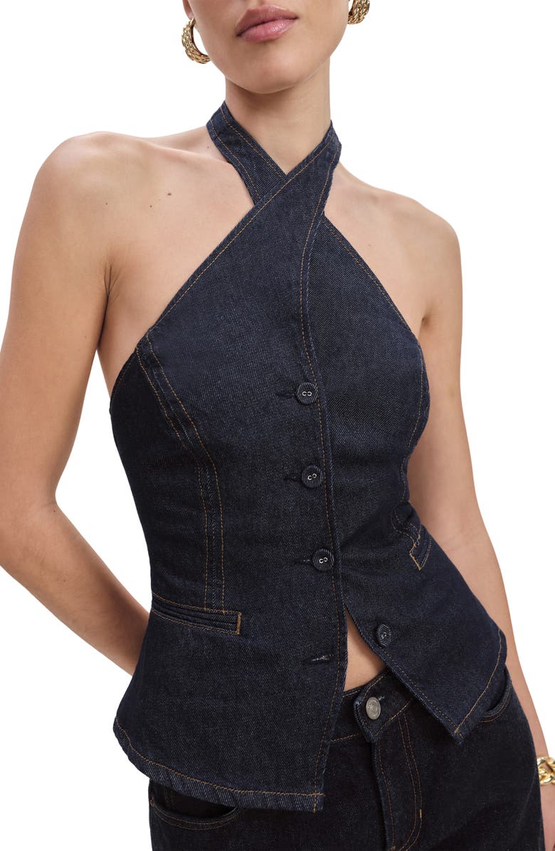 Tate Halter Denim Crop Top