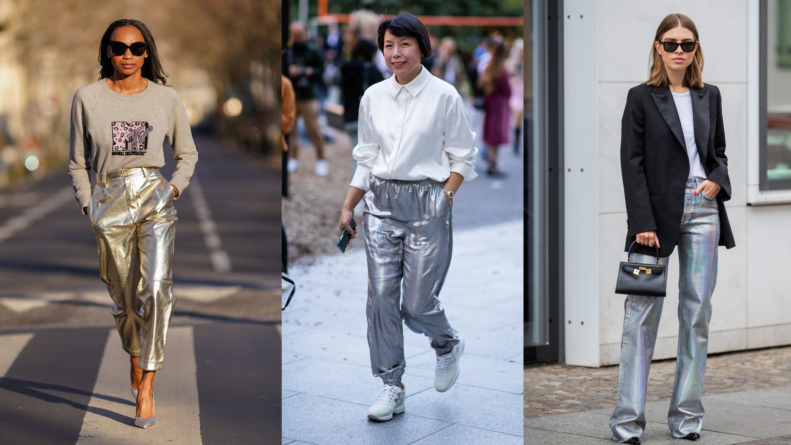 How to wear metallic pants the grown up way