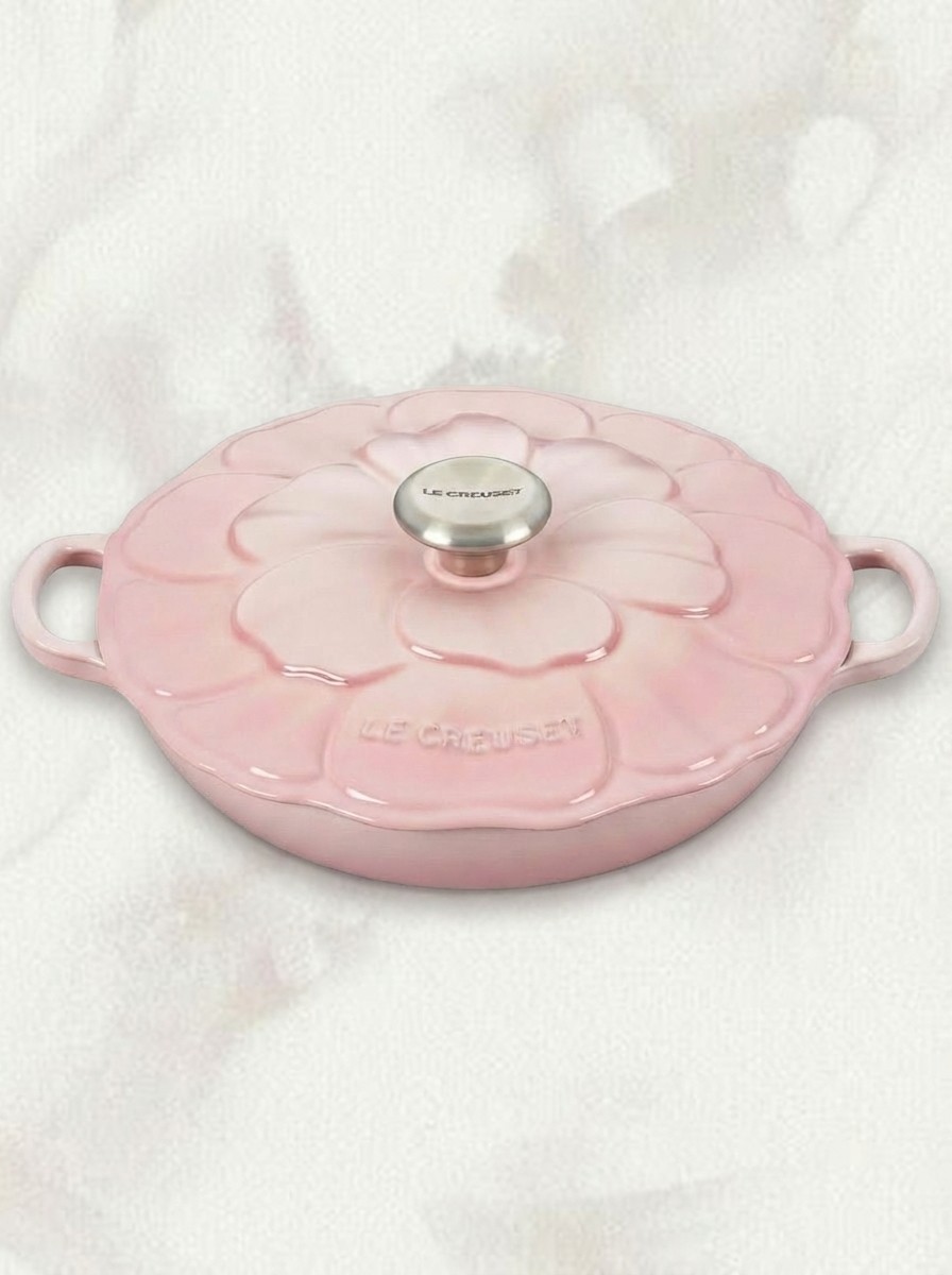 Pink enamel casserole dish