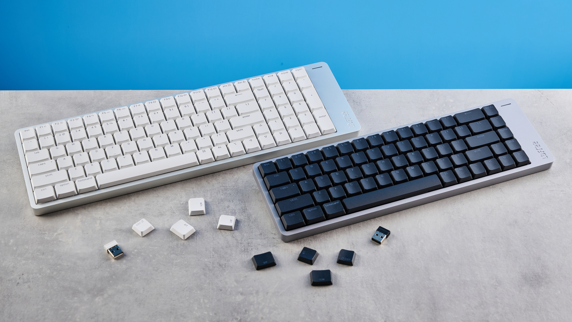 The Lofree Flow 2 on a stone surface with a blue background