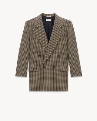 Women's Jacket in Vichy Wool in Beige, Black and Brown