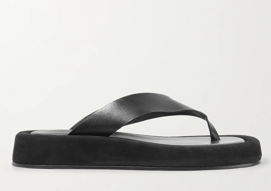 The Row, Ginza Leather and Suede Platform Flip-Flop