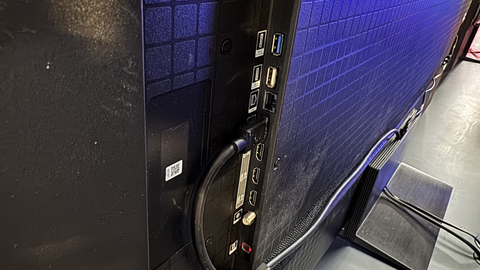 TCL C8L QM8L ports on rear of TV