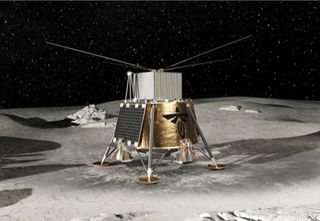 Artist's illustration of Firefly’s Blue Ghost lunar lander delivering NASA’s LuSEE-Night radio telescope to the far side of the moon.