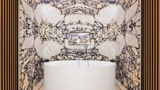 Bulgari Hotel Tokyo bathroom with marble wall
