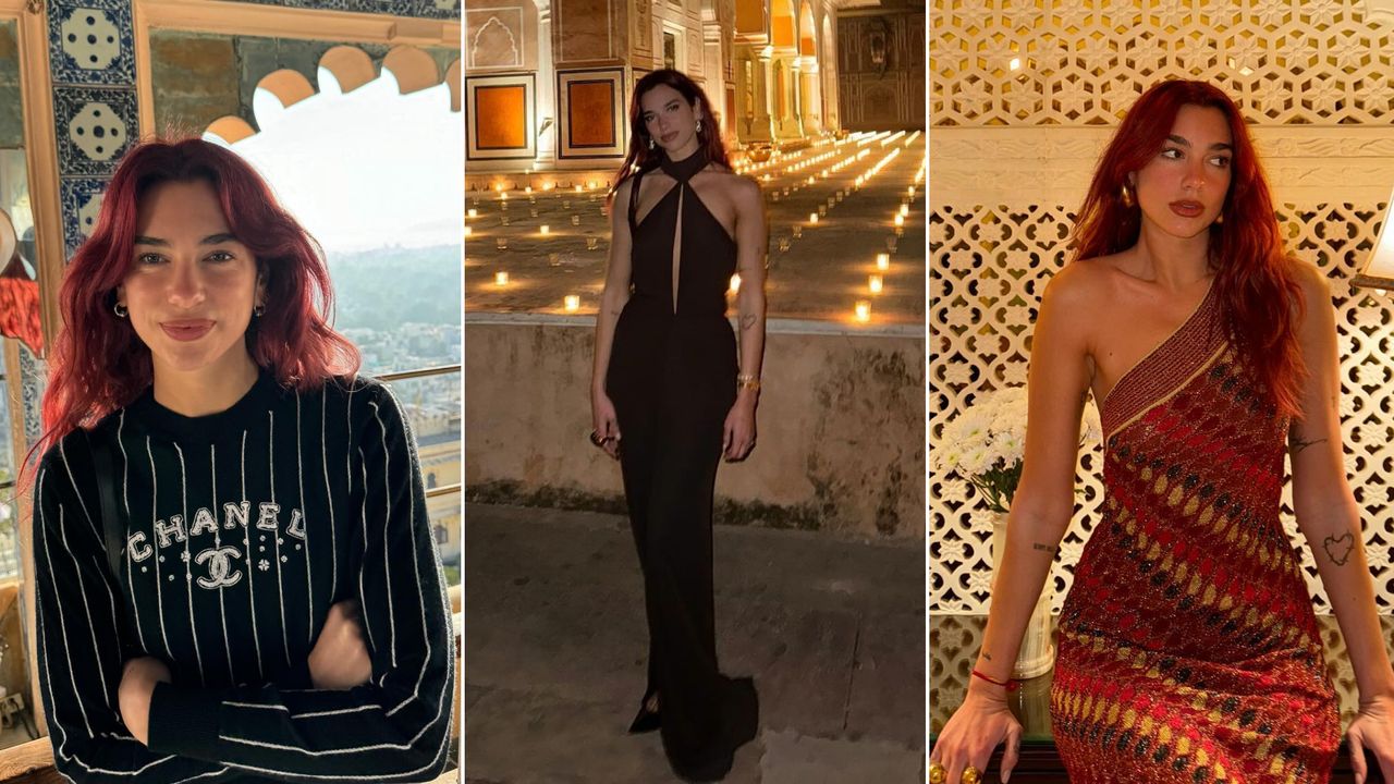 Dua Lipa in three India Vacation Outfits