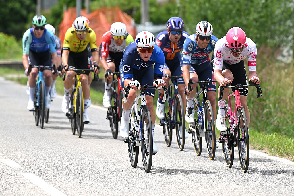 NOVA GORICA ITALY MAY 24 Enzo Paleni of France and Team Groupama FDJ compete in the breakaway during the 108th Giro dItalia 2025 Stage 14 a 195km stage from Treviso to Nova Gorica UCIWT on May 24 2025 in Nova Gorica Italy Photo by Dario BelingheriGetty Images