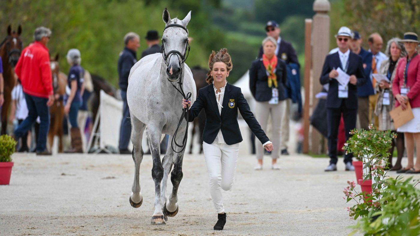 Lina FORSBERG riding KAIZEN for SWE during the 1st Horse Inspection at the FEI Eventing European Championship in Haras du Pin in Normandy in France between the 9th-13th August 2023