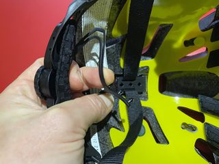Image shows the height adjusting nipples of the Cannondale Junction helmet