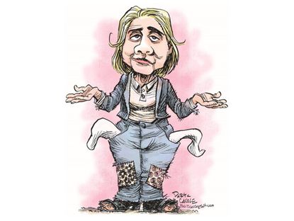 Political cartoon Hillary Clinton broke