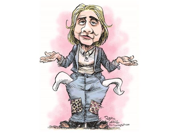 Political cartoon Hillary Clinton broke