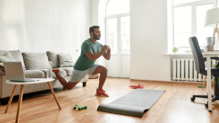 Person working out in their living room