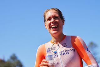 Ellen Van Dijk of The Netherlands after taking World Championship victory in 2022