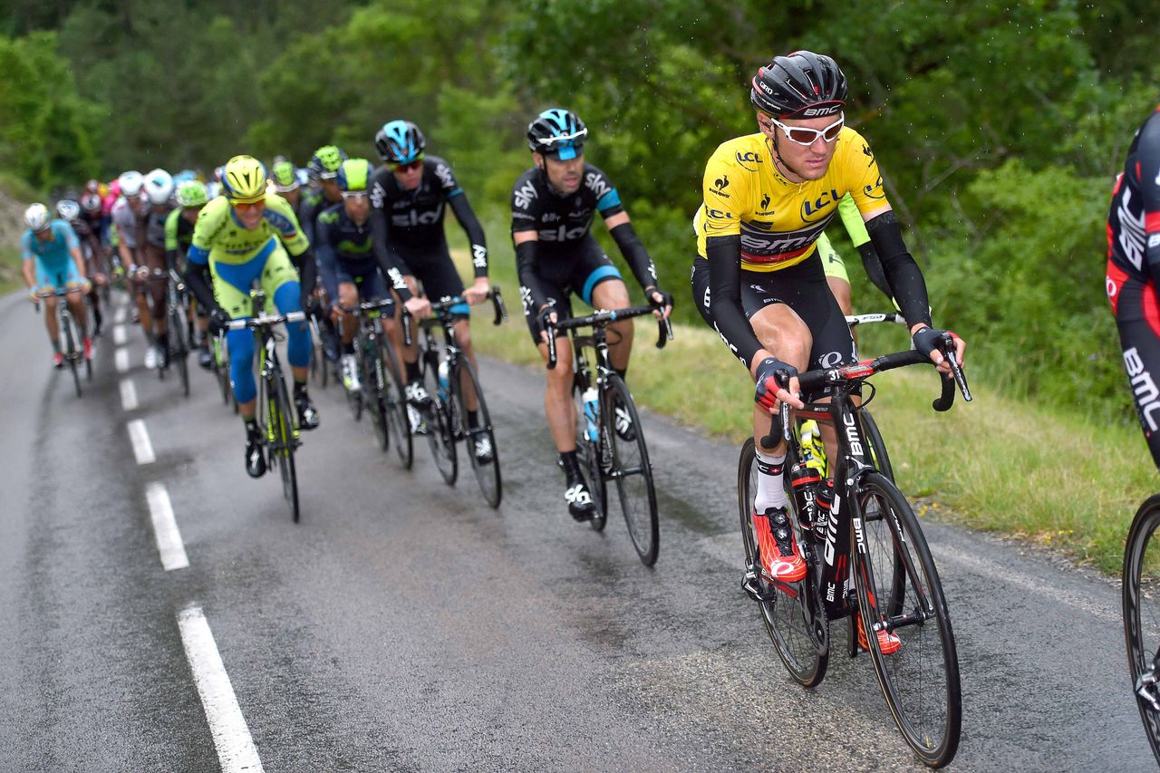 Tejay van Garderen leads the remnants of the peloton