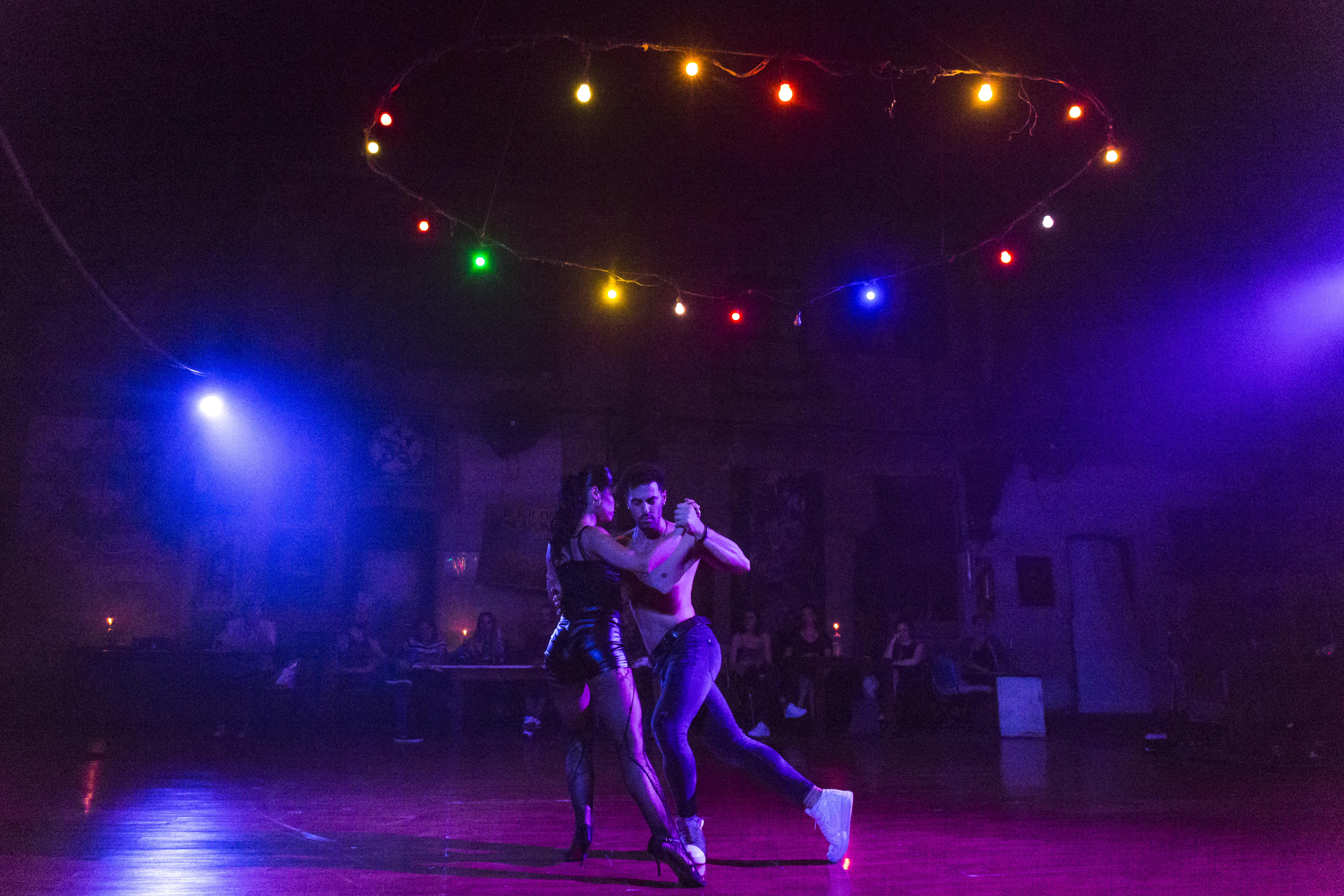 A couple dances the tango at La Catedral del Tango in Buenos Aires