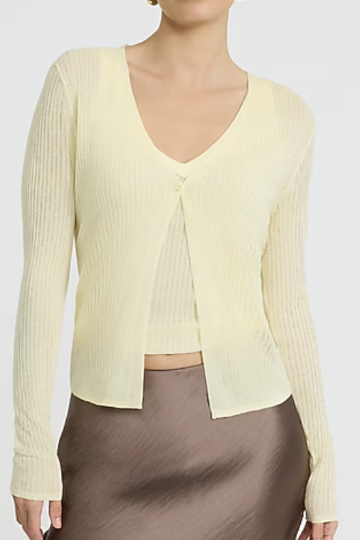 Express, Lightweight Ribbed V-Neck One Button Cardigan