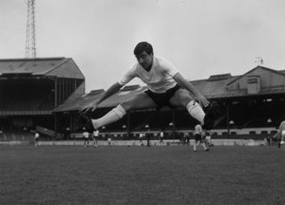 Terry Venables during a Chelsea training session at Stamford Bridge in October 1964.