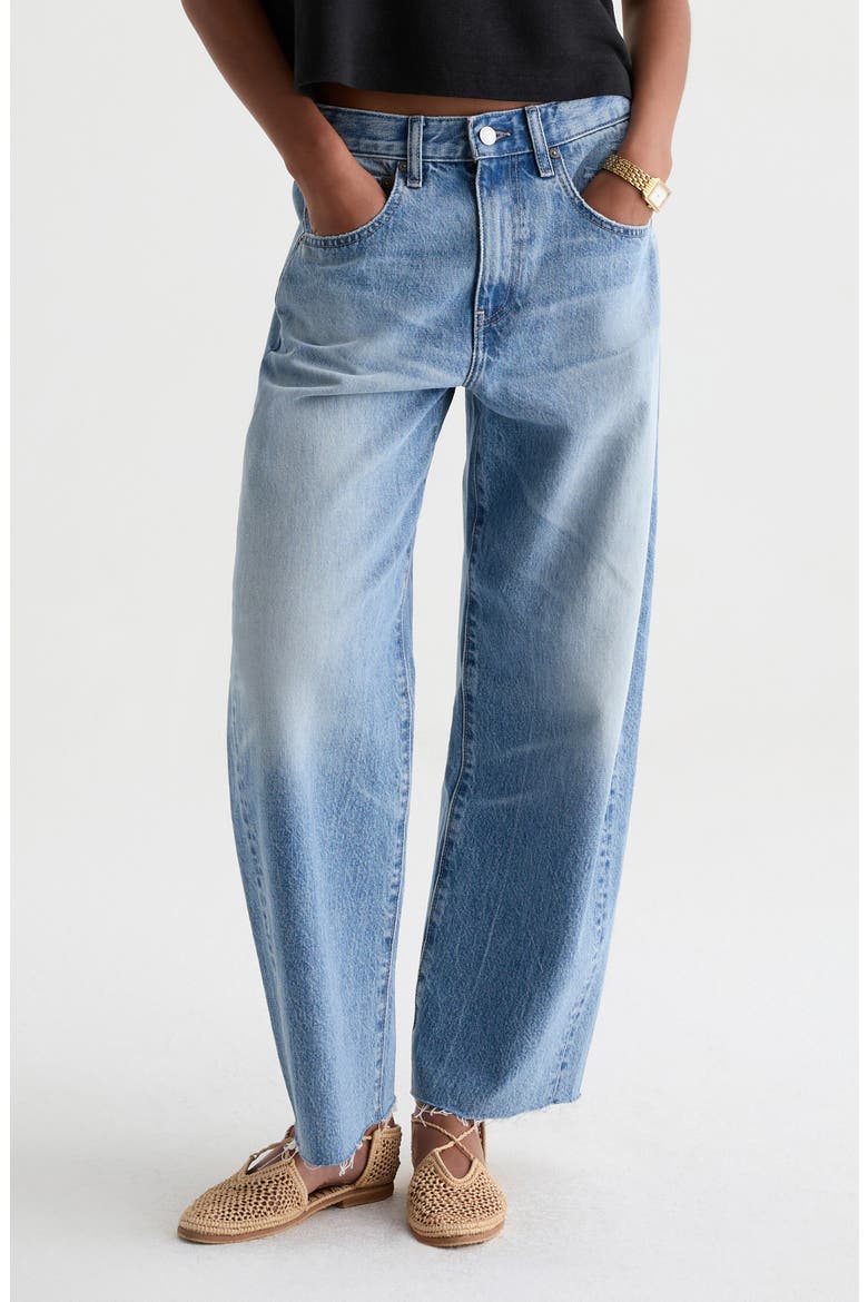 Hattie Raw Hem High Waist Crop Barrel Leg Jeans