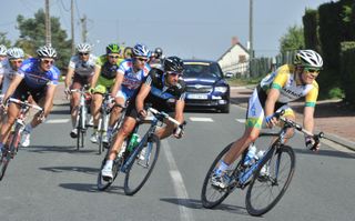 Travis Meyer and Juan Antonio Flecha in escape, Paris-Tours 2010