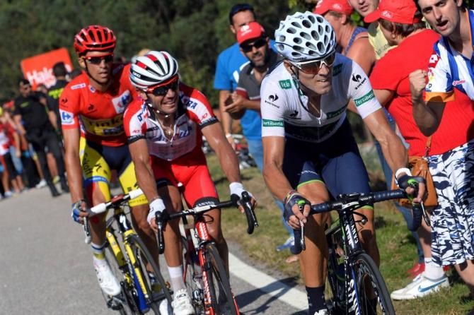 Alejandro Valverde (Movistar) leading Joaquim Rodr&iacute;guez (Katusha) and Alberto Contador (Tinkoff-Saxo)