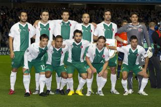 Bursaspor players ahead of a Champions League clash against Rangers in September 2010.