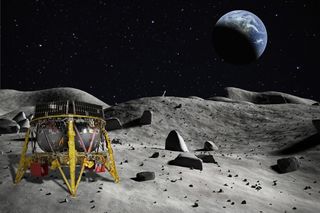 Artist's illustration of Israel's Beresheet lander on the moon. The spacecraft is scheduled to touch down on April 11, 2019.