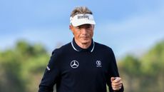 Bernhard Langer at the 18th green during the final round of the PNC Championship at the Ritz-Carlton Golf Club in Orlando, Florida