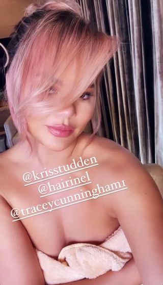 chrissy teigen pink hair instagram