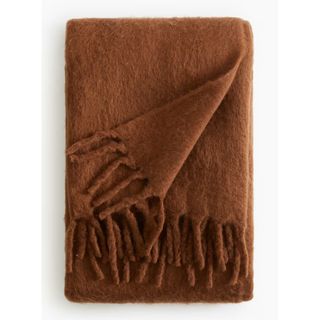 Dark Brown Wool-blend Throw