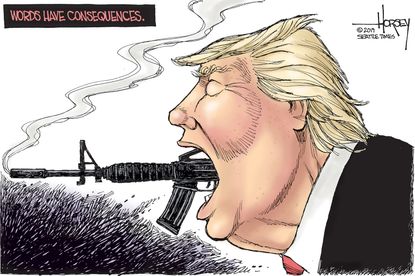 Political Cartoon U.S. Words Have Consequences Trump Gun