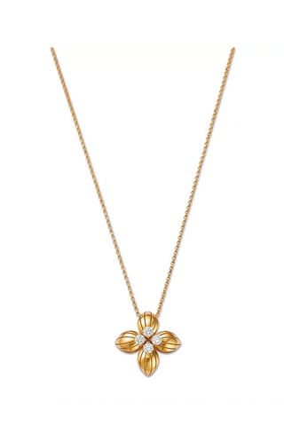 Roberto Coin 18k Yellow Gold Love in Verona Diamond Flower Pendant Necklace