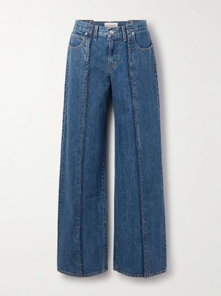 Mica Frayed Paneled Low-Rise Wide-Leg Jeans