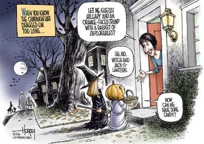 Political cartoon U.S. 2016 election Halloween effect
