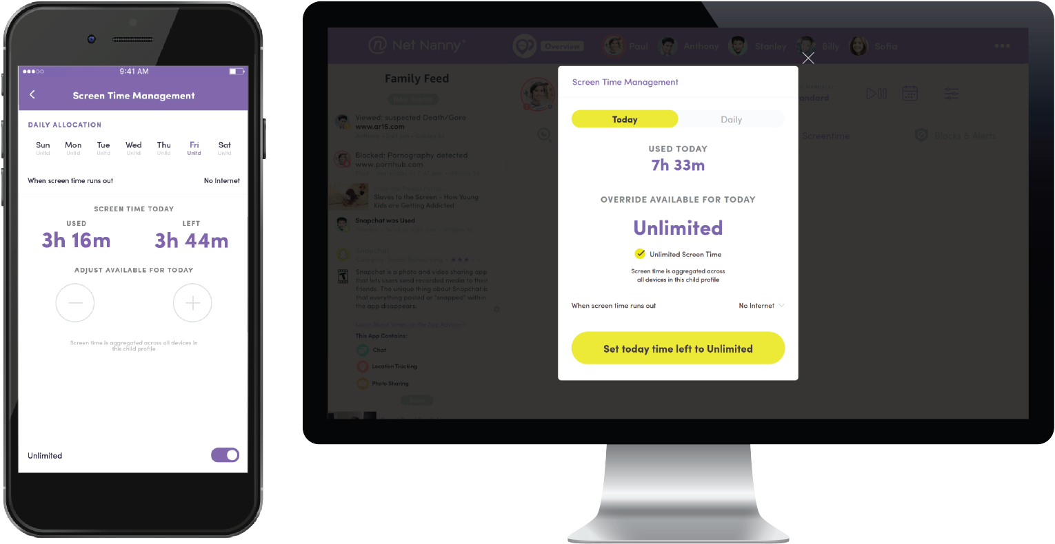 Net Nanny screentime management on desktop