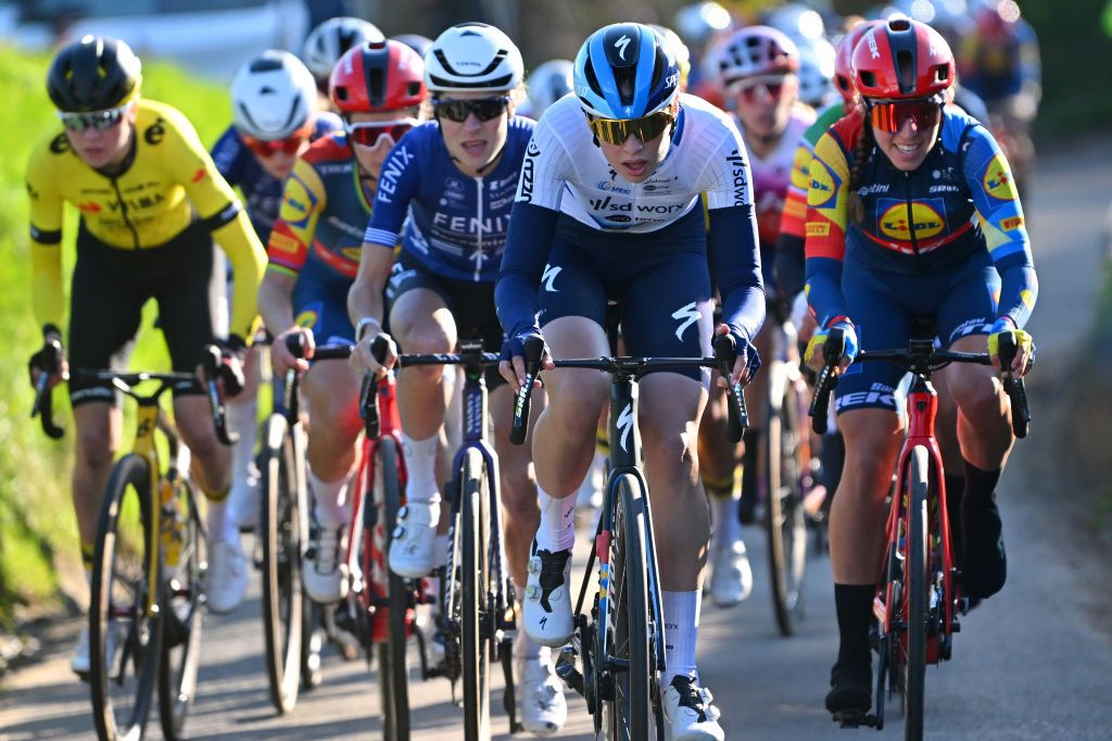 WAREGEM BELGIUM MARCH 27 Mischa Bredewold of The Netherlands and Team SD Worx Protime competes during the 12nd Dwars door Vlaanderen 2024 Womens Elite a 1299km one day race from Waregem to Waregem on March 27 2024 in Waregem Belgium Photo by Luc ClaessenGetty Images