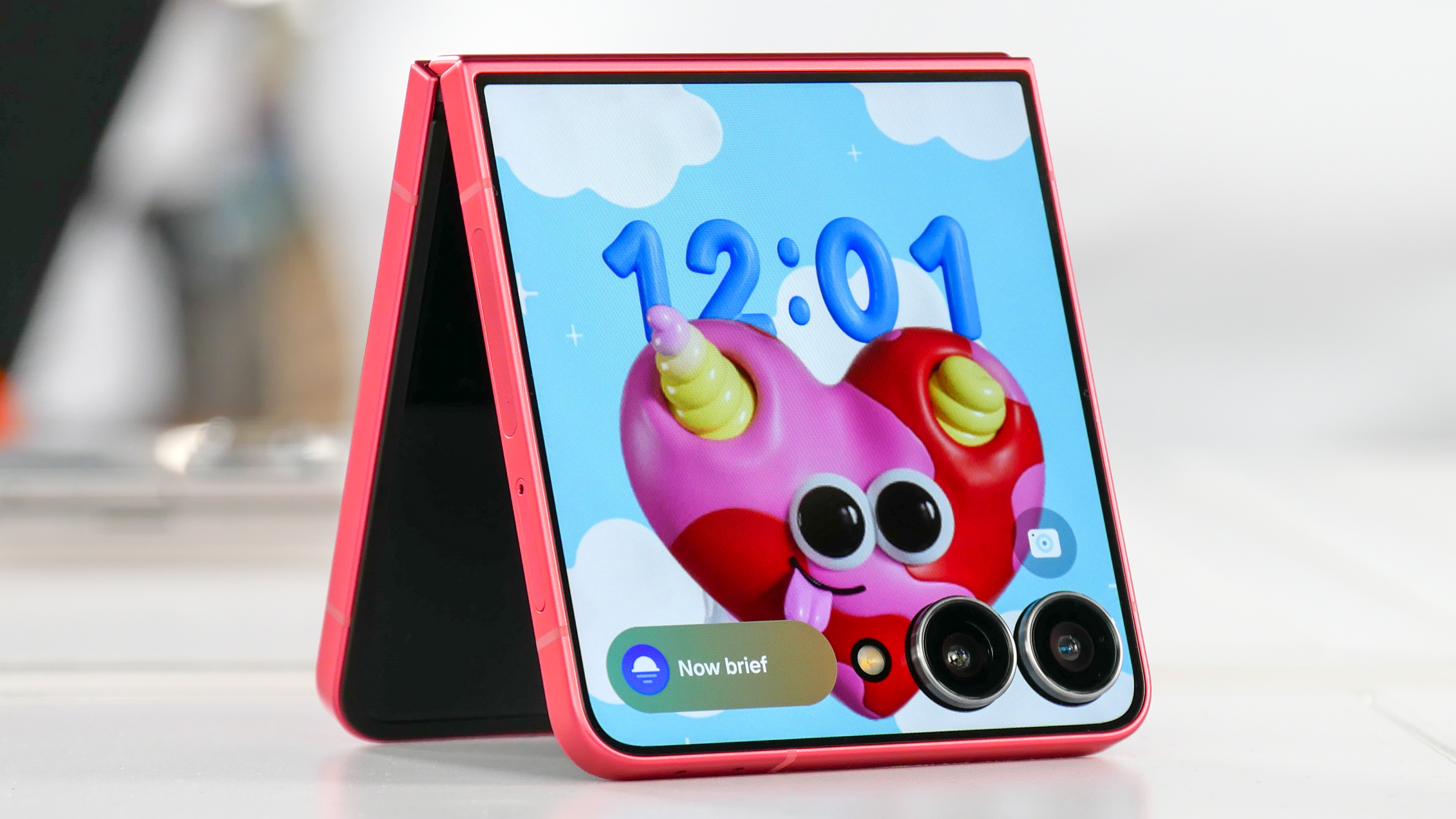 Samsung Galaxy Z Flip 7 held in the hand.