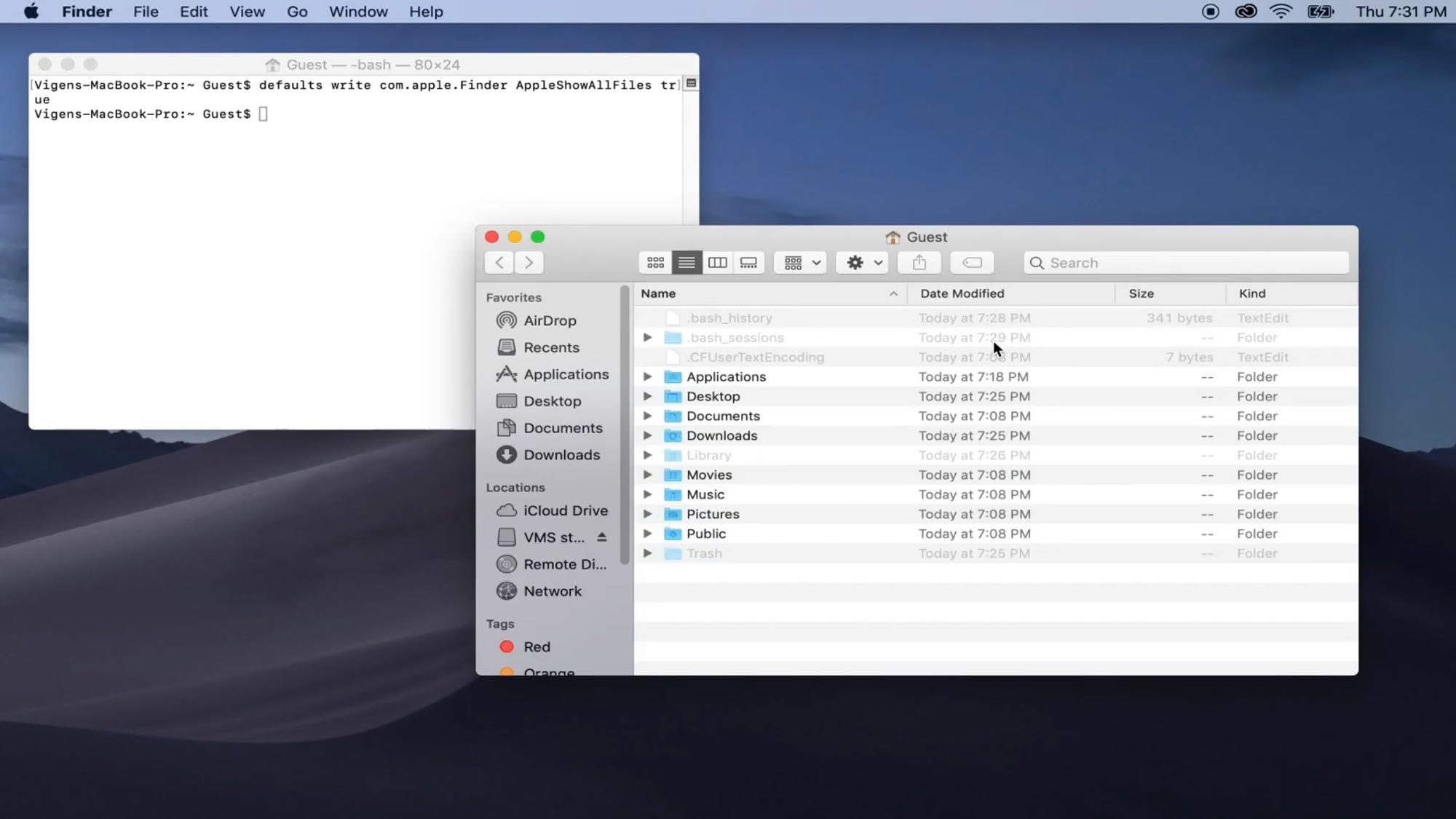 How to show hidden files in macOS