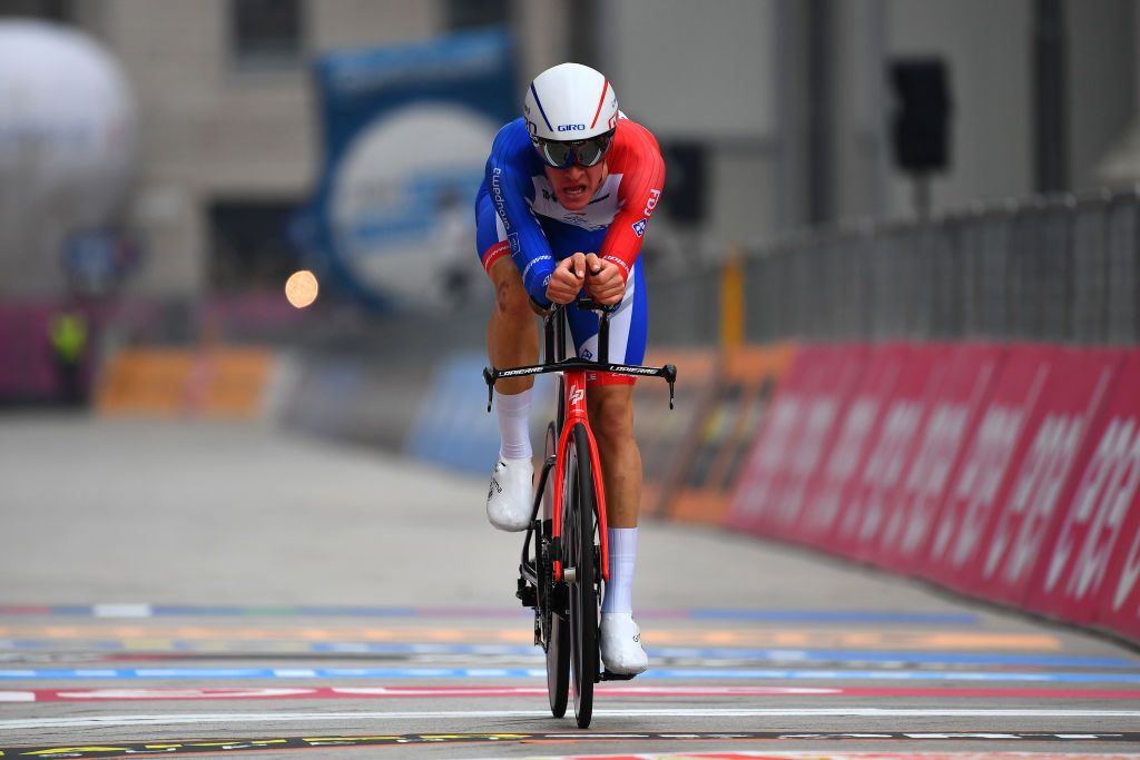 MILANO ITALY OCTOBER 25 Arrival Miles Scotson of Australia and Team Groupama FDJ during the 103rd Giro dItalia 2020 Stage 21 a 157km Individual time trial from Cernusco sul Naviglio to Milano ITT girodiitalia Giro on October 25 2020 in Milano Italy Photo by Stuart FranklinGetty Images