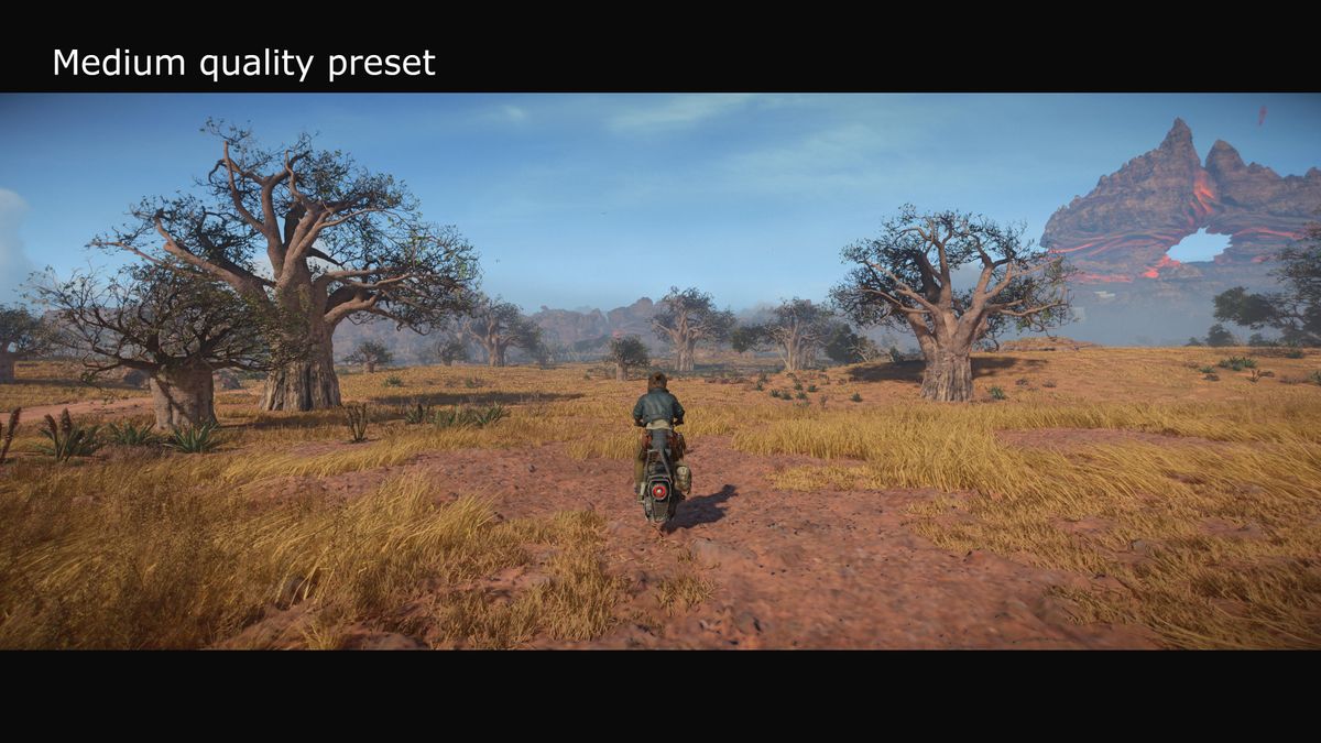 A screenshot from Ubisoft's Star Wars Outlaws, showing the impact of the quality setting on the graphics