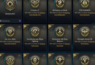 A set of completed Globetrotter Challenges in League of Legends.