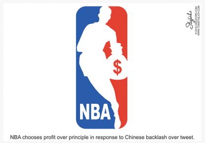 Political Cartoon World China NBA Profit Over Principle