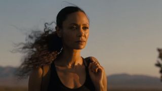 Maeve's hair blowing in the wind on Westworld