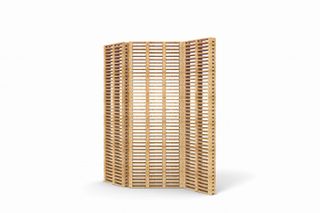 Wooden screen made of interlocking pieces