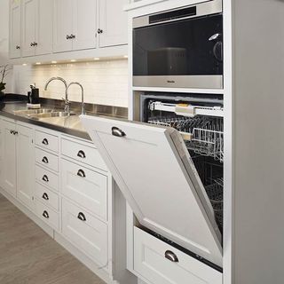 kitchen room with dishwasher and cabinet