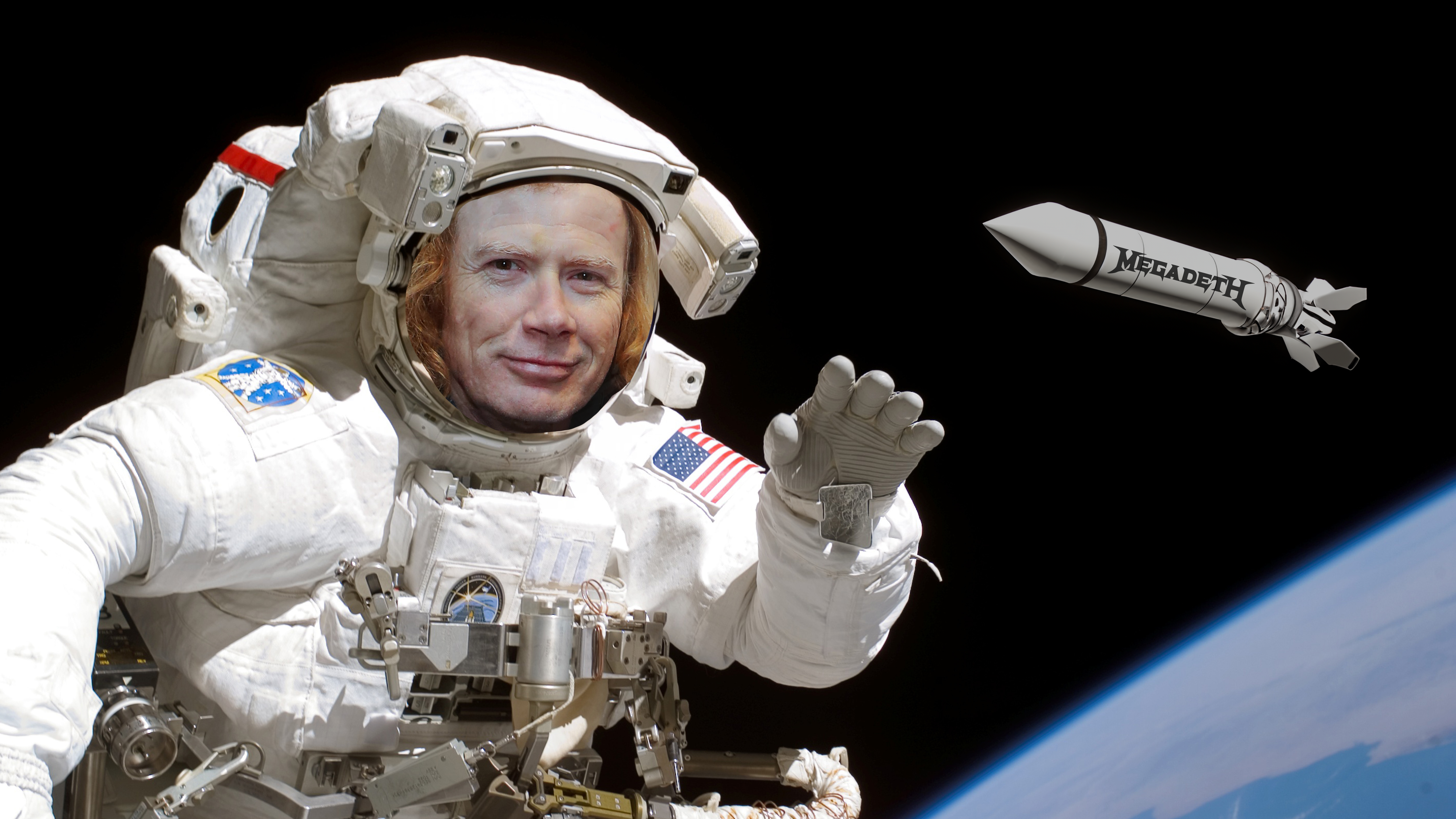 Dave Mustaine mocked up as an astronaut