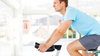 Man on exercise bike