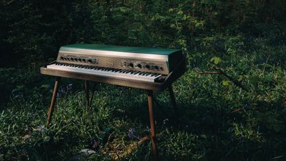 Rhodes Mk8 Earth Edition piano: a limited-edition Rhodes piano pictured in forest