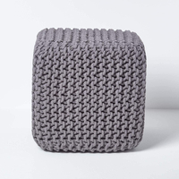 HOMESCAPES Grey Knitted Cube Footstool | £33.99 from Amazon